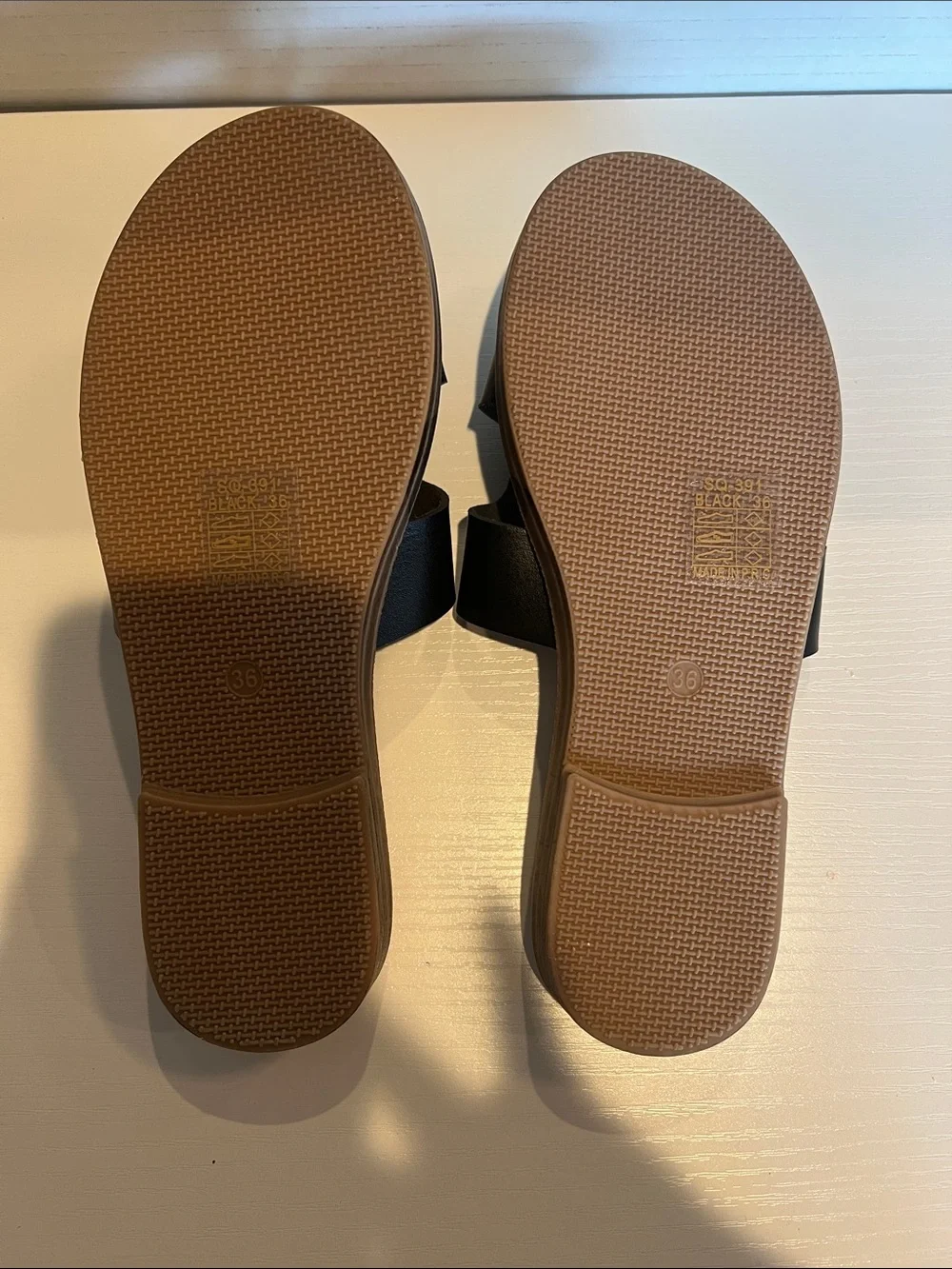 Women's Black Slide Sandals with Tan Footbed